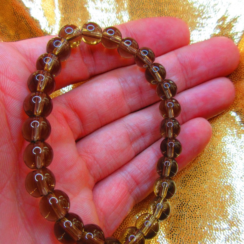 Smoky Quartz 8mm Round 7" Stretchy Gemstone Bracelet